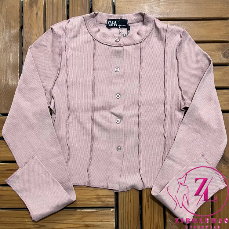 کراپ آستین بلند دکمه ایی