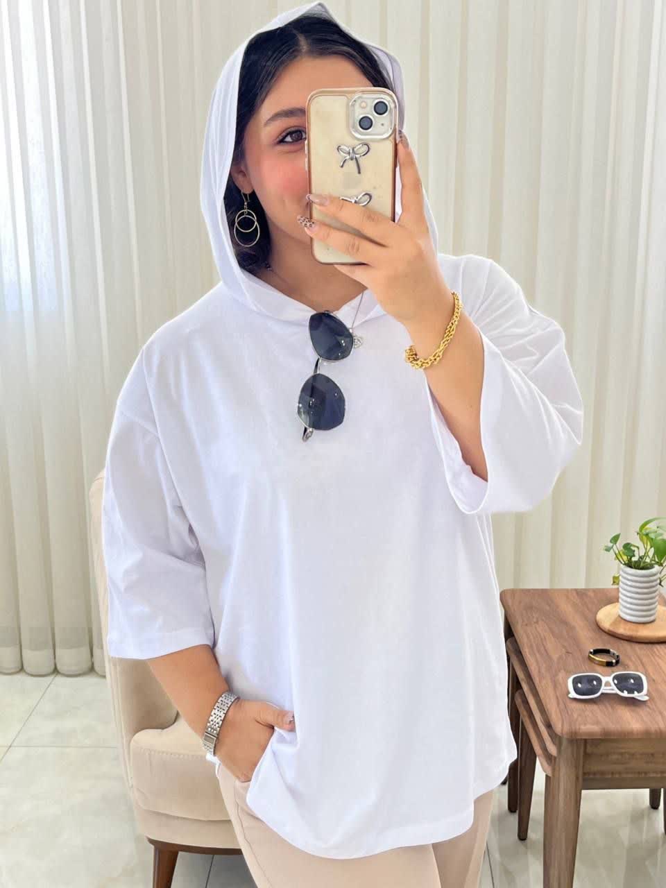 تیشرت باکسی کلاهدار