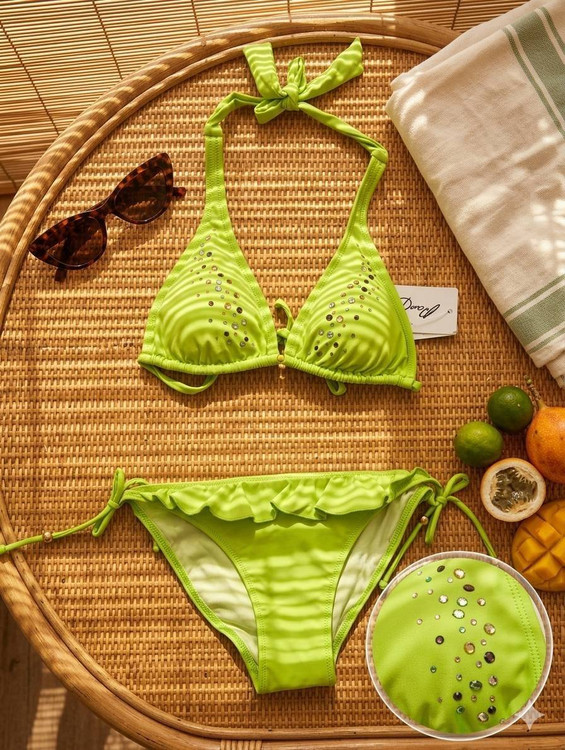 مایو2 تکه سبز رنگ زنانه وارداتی برندBeach Queen
