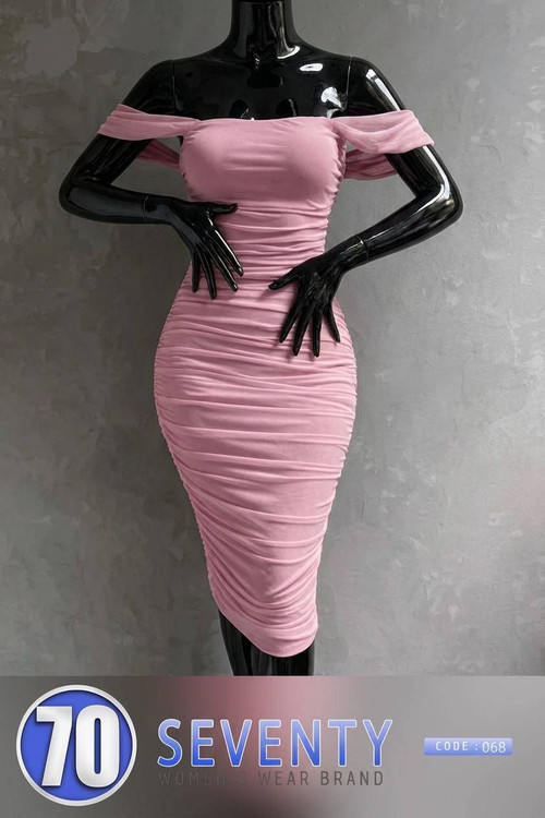 پیراهن دکلته آستین افتاده زنانه Seventy با پارچه فلامنت